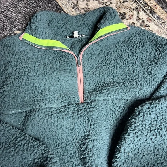 Express fleece Sherpa pullover size xs dark green - Picture 3 of 4